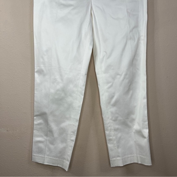 NEW Anne Klein White Sateen Straight Leg Pants Neutral Coastal Size 4 - Picture 2 of 10